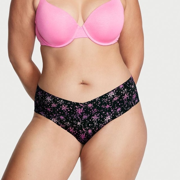 Victoria's Secret No Show Hiphugger Panty Black Snowflakes Small NEW - Picture 4 of 6